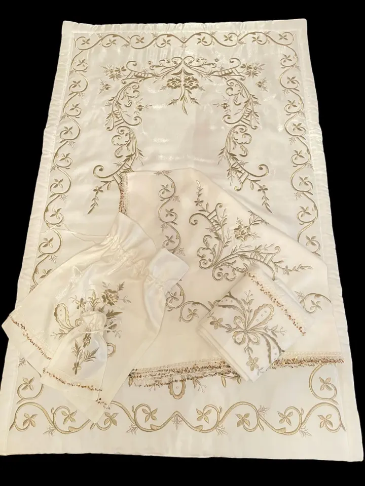 Gold Embroidered Sequin Prayer Mat Set