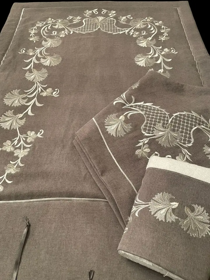 Kahverengi Keten Seccade Seti