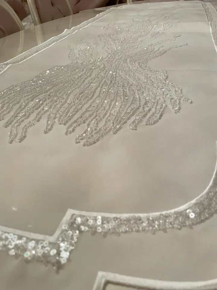 Swiss Linen Octopus Model Stone Embellished Living Room Set