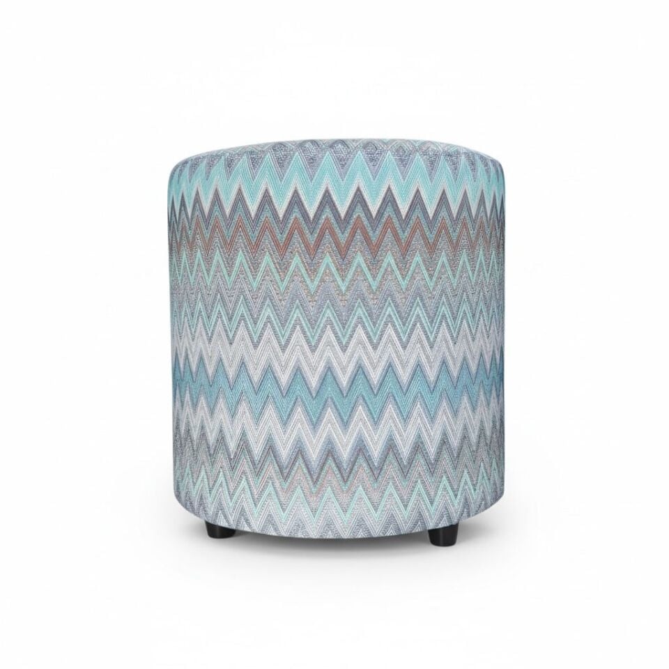 Zigzag Desen Puf - Mavi Bej