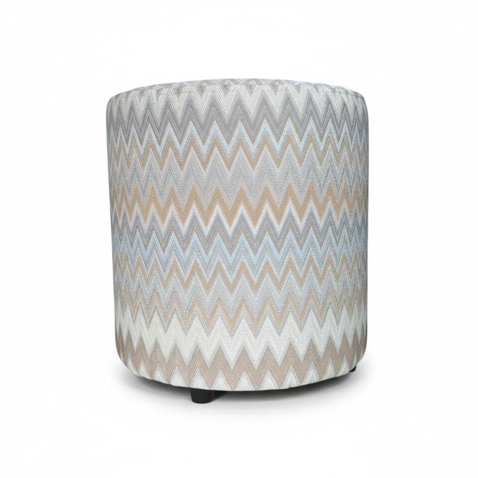 Zigzag Desen Puf - Bebek Mavi