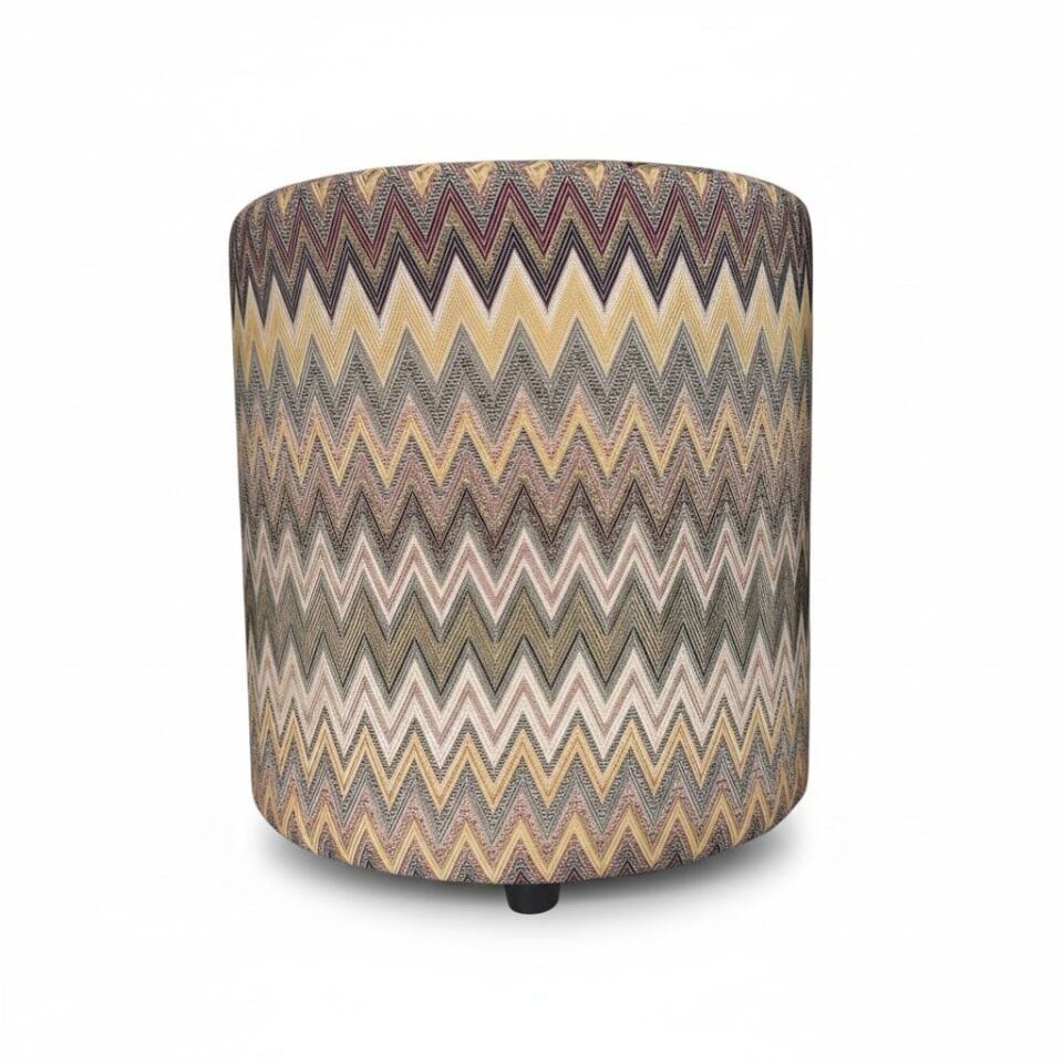 Zigzag Desen Puf - Kahve Bordo