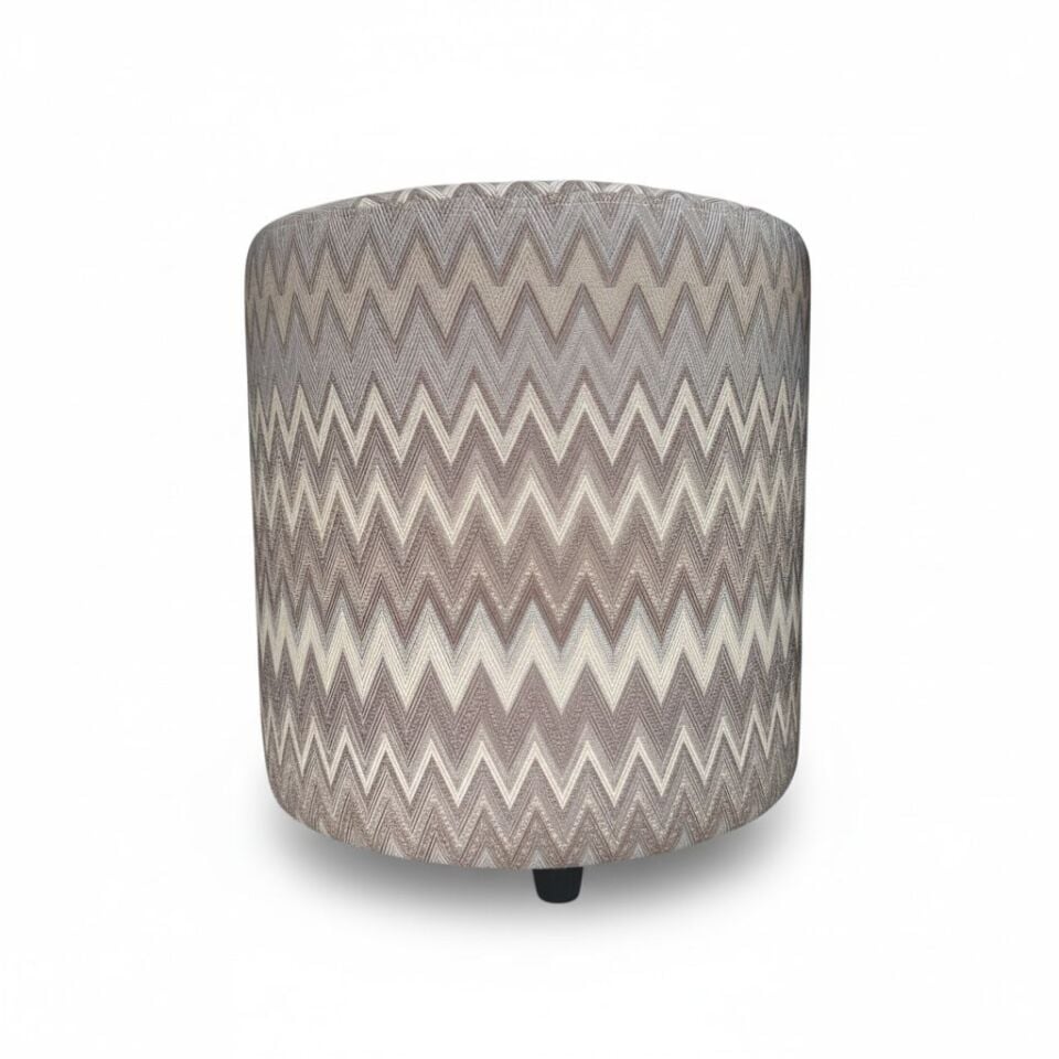 Zigzag Desen Puf - Bej Kahve