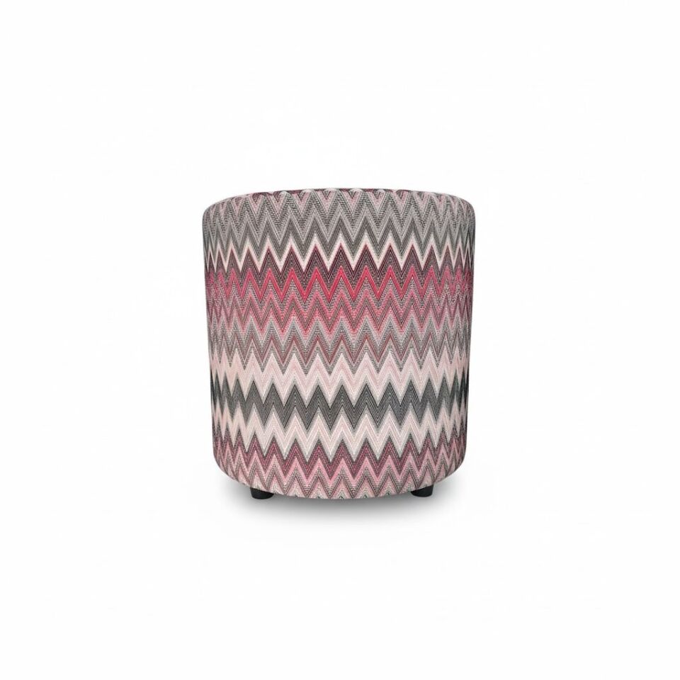 Zigzag Desen Puf -  Fuşya Yeşil